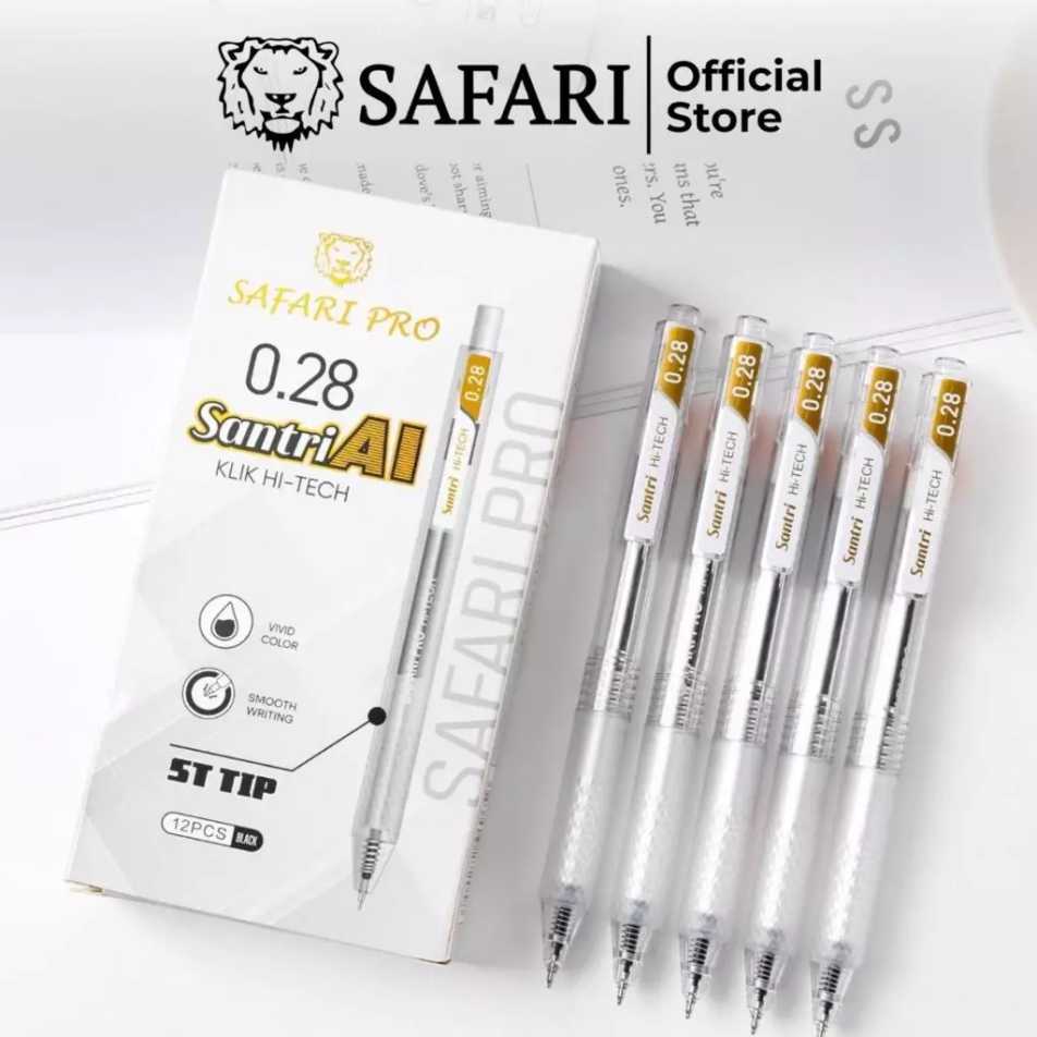SAFARI Bulpen Pena Gel Pen Hi-tech Santri 557-AI 0,28mm 12Pcs