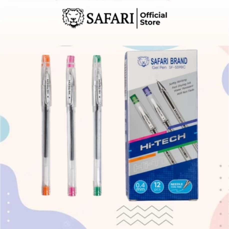 SAFARI SF-599BC Bulpen Gel Hitech Safari Sf-559BC Body Warna Warni Tinta